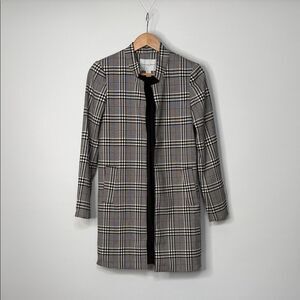 Carolina Belle Black and White Plaid Longline Blazer Size Small
